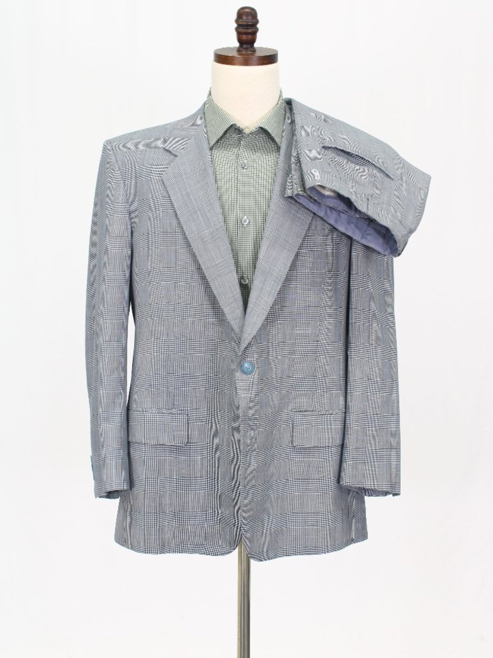 Bespoke 44R 38x30 Gray Full Suit 2-Button Check R969